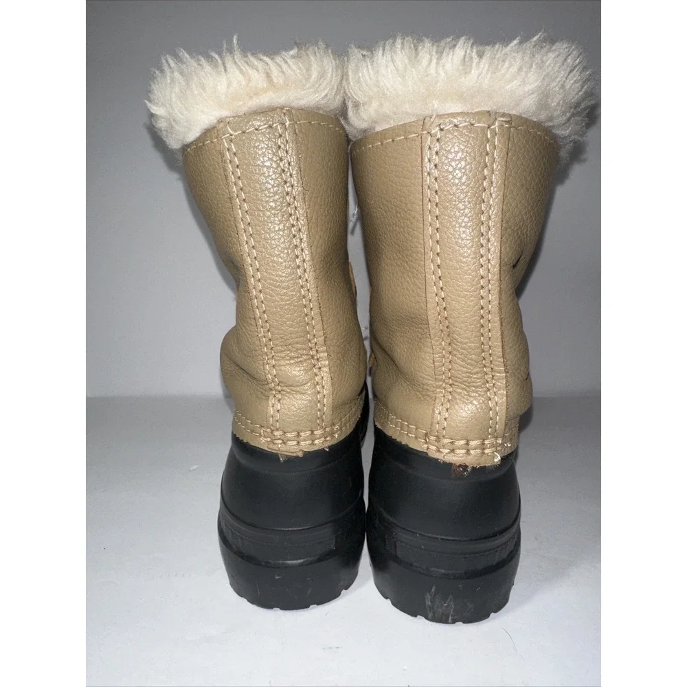 Duck Boots Sorel Ram Womens Tan Leather Black Rubber Duck Snow Rain Boots Size 3